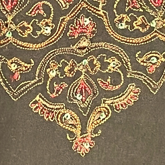 Vintage Boho Embroidered Beaded Sequin Black Tunic Top Large Whimsy Goth - Picture 15 of 15